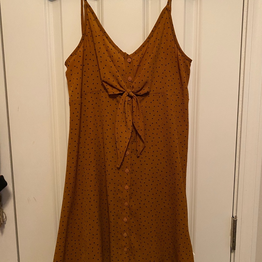 Mustard Sun Dress with Tie Front